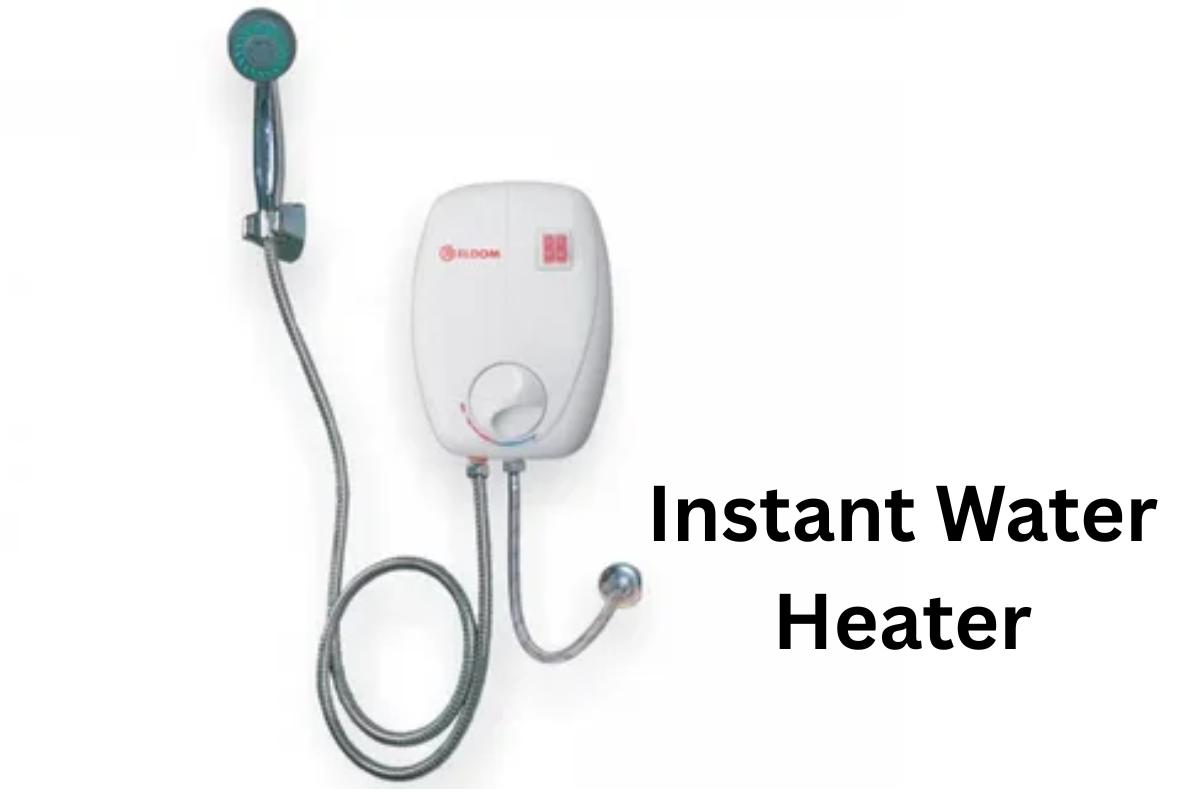A sleek instant water heater installed on a bathroom wall, delivering energy-efficient hot water instantly for modern home use.