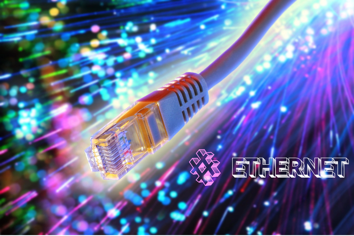 Illustration showing Ethernet cables connected to a router, highlighting wired networking technology for stable, high-speed internet connections.